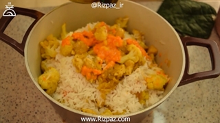 پلوی گل کلم به سبک ریزپز