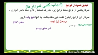 تبدیل نمودار تابع(معرفی نمودارهای مهم و معرفی انواع تغییرات روی تابع)