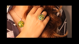 طراحی انگشتر وگردنبند با طرح گل آفتابگردان