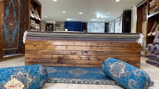 پشتی سنتی، طرح الماس با رنگ آبی بته جقه