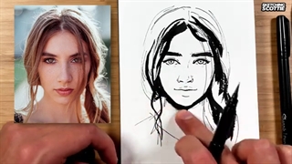 ✅ آموزش طراحی پرتره چهره یک خانم زیبا