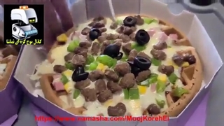 وافل پیتزا ، غذای خیابانی کره ای - موج کره ای