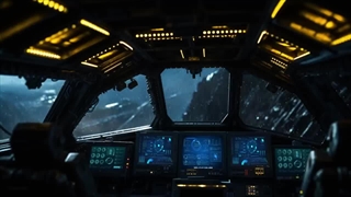 آوای پیرامونی آرامش بخش برخورد باران به پنجره کابین یک کشتی سپهر پیما