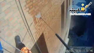 نماشویی ساختمان با طناب راپل-تمیز کردن نما-شستشوی نما-کفسابیته